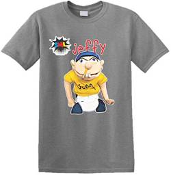 Jeffy The Puppet Herren T-Shirt Lustiges Kinder Youtuber Mädchen Jungen Top SML Weihnachten Geburtstag Geschenk Gr. 9-11 Jahre, Grau (Sports Grey) von Outfit