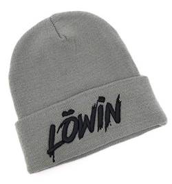 Outfitfabrik Beanie Löwin in grau mit 3D-Stick in schwarz (warme Wintermütze, Geschenk, Löwe und Löwin, Liebe, Partnerbeanie), für Männer und Frauen, One Size, dehnbar von Outfitfabrik