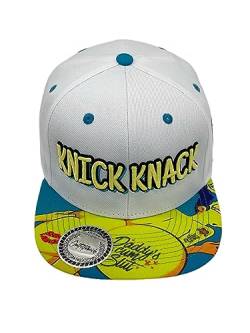 Outfitfabrik Snapback Cap „Knick Knack“ in weiß, Schirm Oberseite mit Motiv Doggy-Style, Unterseite in blau, 3D-Stick (Lifestyle, Provokation, Statement) Unisex, verstellbar von Outfitfabrik