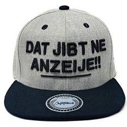 Outfitfabrik ❤️ Snapback Cap Dat jibt ne Anzeije in grau-schwarz mit 3D-Stick in schwarz (Lifestyle, Provokation, Statement, lustige Sprüche) für Männer und Frauen, One Size, verstellbar von Outfitfabrik