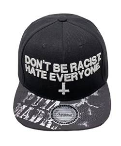 Outfitfabrik Snapback Cap Don´t be Racist, Hate Everyone in schwarz, Schirm Puta Madre mit Skull-Print, 3D-Stick (Provokation, Statement) Unisex, One Size, verstellbar von Outfitfabrik