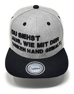 Outfitfabrik ❤️ Snapback Cap Du siehst aus wie mit der linken Hand gemalt in grau/schwarz mit 3D-Stick in schwarz (Lifestyle, Provokation, Statement), One Size, verstellbar von Outfitfabrik