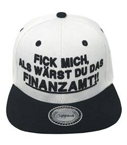 Outfitfabrik Snapback Cap Fick Mich, als wärst du das Finanzamt in weiß/schwarz mit schwarzem 3D Stick (Provokation, Statement) Männer und Frauen, One Size, gerader Schirm von Outfitfabrik