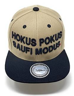 Outfitfabrik Snapback Cap Hokus Pokus SAUFI Modus in Sand-braun, Schirm schwarz/braun, mit 3D-Stick (Lifestyle, Statement, Party), verstellbar, für Männer und Frauen von Outfitfabrik