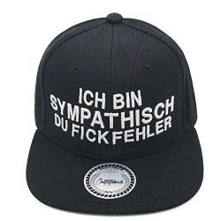 Outfitfabrik Snapback Cap Ich Bin sympathisch du Fickfehler in schwarz mit weißem 3D-Stick (Festival, Lifestyle, Provokation, Statement) von Outfitfabrik