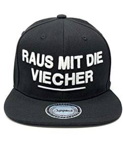 Outfitfabrik Snapback Cap Raus mit die Viecher in schwarz mit 3D-Stick in weiß (Lifestyle, Provokation, Statement, lustige Sprüche) für Männer und Frauen, One Size, verstellbar von Outfitfabrik