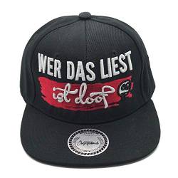 Outfitfabrik Snapback Cap Wer das liest, ist doof in schwarz mit weißem 3D-Stick (Lifestyle, Provokation, Statement) von Outfitfabrik