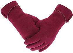 Outrip Warme Winterhandschuhe für Damen, Touchscreen, Handy, winddicht, gefüttert, dick, Weinrot, M von Outrip