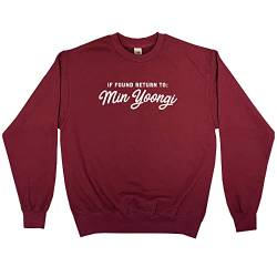 Outsider. Herren Unisex If Found Return to Min Yoongi Sweatshirt - Burgundy - X-Large von Outsider.