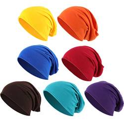 Dünne Strick Mütze Slouchy Hut Mütze Hip-Hop Schlafmütze Zwerg Mütze (Assorted Colors, 7 Stück) von Outus