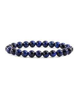 Ouubuuy Armband,8mm Edelstein Heilsteine Armband für Damen, Chakra Yoga Armband, Paar/Freundschafts/Partner Armbänder (Blaues Tigerauge) von Ouubuuy