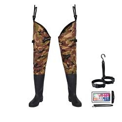 Wathose zum Angeln, für Herren und Damen, mit Stiefeln, wasserdicht, leicht, 2-lagig, PVC/Nylon, Stiefel, Stiefel, Wathose zum Angeln, Jagd (Camo, 10) von Ouzong