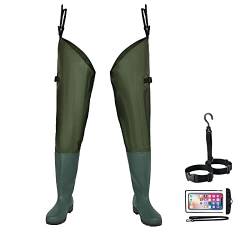 Wathose zum Angeln, für Herren und Damen, mit Stiefeln, wasserdicht, leicht, 2-lagig, PVC/Nylon, Stiefel, Stiefel, Wathose zum Angeln, Jagd (Grün, 13) von Ouzong