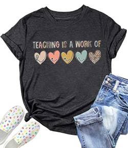 Ovazly Teacher Shirt Women Cute Graphic T Shirts Kindergarten Teachers Tee Letter Print Gifts Tops Bluse, Dgrey02, XX-Large von Ovazly