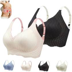 Elrosoy Jelly Gel Shaping Bh, Elrosoy Jelly Gel Formender Bh, Wireless Push-Up Breathable Bra Ganztägige Zarte Pflege Für Frauen (DE/NL/SE/PL, Alphanumerisch, XL, Regular, Regular, Schwarz+Rosa) von Oveallgo