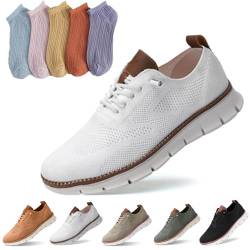 Wearbreeze Shoes, Mens Wearbreeze Ultra Comfortable Shoes, Men's Mesh Dress Oxfords Business Walking Slip on Arch Support Sneakers (White, Erwachsene, Herren, 47, Numerisch, EU Schuhgrößensystem, M) von Oveallgo