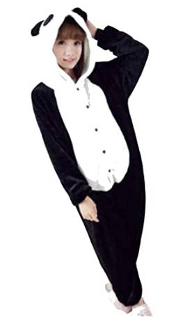 Pyjama Jumpsuit Erwachsene Onesies Tier kostüm Kigurumi Karneval Halloween Schlafanzug Party Show Weihnachten Cosplay Unterwäsche für Unisex Damen Herren (L, Panda Zombie Schwarz) von Ovender