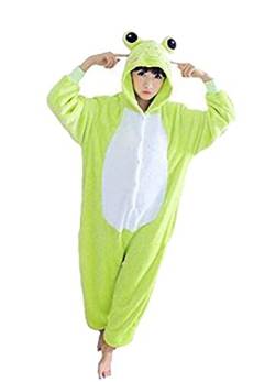 Ovender Pyjama Jumpsuit Erwachsene Tier kostüm Kigurumi Karneval Halloween Schlafanzug Party Show Weihnachten Cosplay Unterwäsche für Unisex Damen Herren (S, Frosch) von Ovender