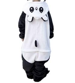 Pyjama Jumpsuit Erwachsene Onesies Tier kostüm Kigurumi Karneval Halloween Schlafanzug Party Show Weihnachten Cosplay Unterwäsche für Unisex Damen Herren (S, Panda Smiley) von Ovender