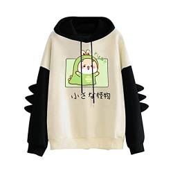 OverDose Boutique Damen Kawaii Hoodie Kapuzenpullover Herbst Warm Süßer Dinosaurier Pulli Outwear Langarm Sweatshirt Mädchen Pullover Bluse Tops für Party Reisen Tägliche(Ca-Schwarz,M),09031002 von OverDose Boutique