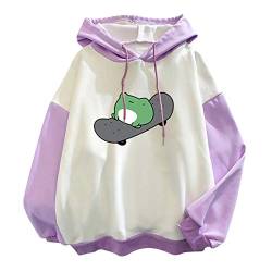 Overdose Damen Kawaii Hoodie Kapuzenpullover Herbst Winter Warm Süßer Dinosaurier Pulli Outwear Langarm Sweatshirt Mädchen Pullover Bluse Tops für Party Reisen Tägliche(J-lila,M) von OverDose Boutique