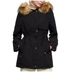 Overdose Damen Winter Wattierte Jacke Damen Mittellanger Plüschkragen Dick Plus Größe Schmale Taille Manteljacke Damen Baumwollwattierte Jacke Pelzkragen Oberteile von OverDose Boutique