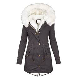 Overdose Winterjacke Damen Kapuzenjacke Reißverschluss Warm Dicker Winddichte Sport Lang Mantel Übergangsjacke Wintermantel Outdoorjacken Oberbekleidung Herbst Winter Outwear Coat von OverDose Boutique