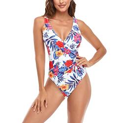 OverDose Damen Damen Badeanzug mit V-Ausschnitt Ausschnitt Rückenfreier Rückenausschnitt Bikini Push Up Elegant Grace U-Back Bademode Beachwear Siamese Bikini von OverDose Damen