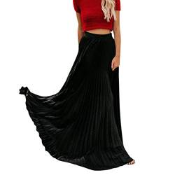 OverDose Damen Damen Big Hem Solide Chiffon Maxi Rock Strandkleid Lange A-Linie Röcke Schaukel mit Unterrock Strand Faltenrock Retro Boho Rock von OverDose Damen