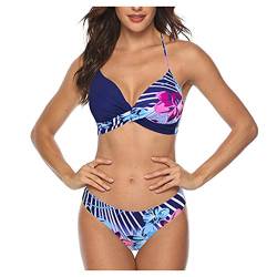 OverDose Damen Padded Push-Up-BH Dreieck Bedruckte Schlinge Bikini Set Badeanzug Badeanzug Bademode Beachwear Badeanzüge von OverDose Damen