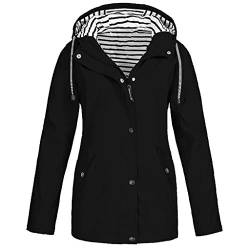 OverDose Damen Winter Sport Style Solide Regenjacke Outdoor Plus Jacken Regenmantel mit Kapuze Windproof Light Funktionsjacke Open Jacke von OverDose Damen