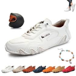 Damen-Sneaker aus italienischem handgefertigtem Leder, Outdoor-Sneaker mit weicher Sohle, rutschfest, wasserdicht, lässig, leicht, atmungsaktiv, Beck-Schuhe for Wandern, Wandern, Camping und Fahren ( von Overhil1s