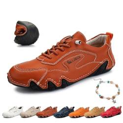 Damen-Sneaker aus italienischem handgefertigtem Leder, Outdoor-Sneaker mit weicher Sohle, rutschfest, wasserdicht, lässig, leicht, atmungsaktiv, Beck-Schuhe for Wandern, Wandern, Camping und Fahren ( von Overhil1s