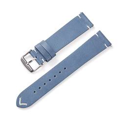 Echtes Leder-Uhrenarmband, 18/20/22 mm, ultradünnes, weiches Uhrenarmband, echtes Leder, Retro-Mattleder, intelligentes Schnellverschluss-Uhrenarmband, erstklassiges Leder-Uhrenarmband ( Color : Blau von Overhil1s