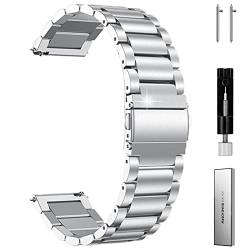 Overhil1s Universal-Edelstahl-Uhrenarmband 18/20/22 mm Metall-Armband Schnellverschluss-Uhrenarmband Titan-Bänder kompatibel for Männer und Frauen (Color : Silver, Size : 20mm) von Overhil1s