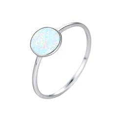 Eheringe, Verlobungsringe, Ring für Frauen, ästhetischer, runder Opal aus Sterlingsilber von OwKay
