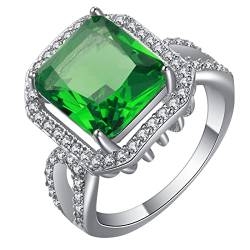 OwKay Best Friends Ringe, Pinky Promise-Ringe mit rechteckigem grünem Zirkonia, Hochzeitsschmuck für Damen von OwKay