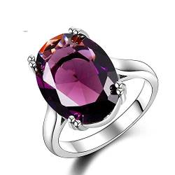 OwKay Elegante Ringe Amethyst Silber Ring Oval Deep Purple 925 Schmuck Ring Damen Modeschmuck, Größe: 11 (Größe: 8) von OwKay