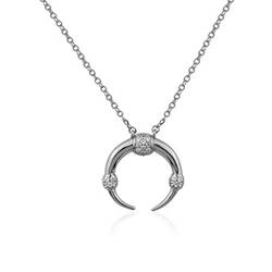OwKay Kristall-Herz-Halskette, 925er Silber, Halbmond-Halskette für Damen, eingelegte Zirkon-Halskette für Damen/Silberfarbe von OwKay