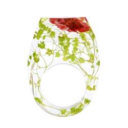 OwKay Neue Transparente Wald Handgemachte Getrocknete Blume Harz Ring Frauen Mode Schmuck Ring Farbe Tinte Muster Landschaft von OwKay
