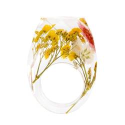 OwKay Neue Transparente Wald Handgemachte Getrocknete Blume Harz Ring Frauen Mode Schmuck Ring Farbe Tinte Muster Landschaft von OwKay