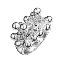 OwKay Ring aus 925er-Sterlingsilber mit glatten Traubenperlen für Damen, Hochzeit, Verlobung, Party, Charm-Schmuck von OwKay