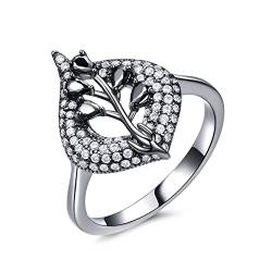 OwKay Ringe für die beste Freundin, verstellbar, Damen-Ehering, Blätter, Zirkonia, Sterlingsilber von OwKay