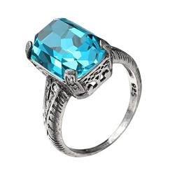 Silber 925 Ehering Sterling Big Sky Blue Topas Verlobungsringe für Frauen Versprechen Statement Edlen Schmuck von OwKay