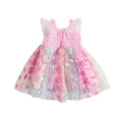 Kleinkind Baby Mädchen Prinzessin Kleid ärmellos Schmetterling Mesh Tüll Partykleid Sommer aus Schulter A-Linie Kleid (Color, 3-4 Years) von Owegvia