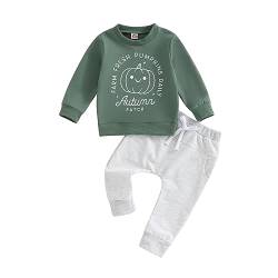 Owegvia Baby Boy Halloween Outfit Toddler Boys Pants Set Long Sleeve Pumpkin Print First Halloween Baby Boy Outfit pant set (Green, 18-24 Months) von Owegvia
