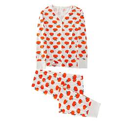 Owegvia Matching Halloween Pjs for Family with Cartoon Fruit Print, Buttons Ribbed Halloween Theme Costumes Halloween Pjs (Adult, Orange Women, M) von Owegvia