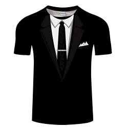 Owenqian Herren T-Shirts,Gefälschter Anzug 3D, Smoking, Vogel, 3D-T-Shirt für Herren, Kurzarm-Sommermode, Weste-T-Shirt Hip-Hop-Streetwear von Owenqian