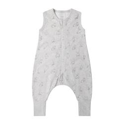 Owlivia 1.0 Tog Baby Schlafsack aus 100% Bio-Baumwolle mit Füßen - Ganzjähriger Komfort für Ihr Kleinkind, Graues Kaninchen 70 cm (1 Jahr) von Owlivia