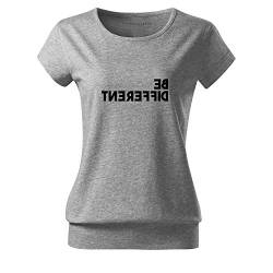 Be Different Frauen t Shirt Bedruckt mit Statement enges Oberteil Kurzarm Top-Women lässig Sommer (City-370-S-Grau) von OwnDesigner